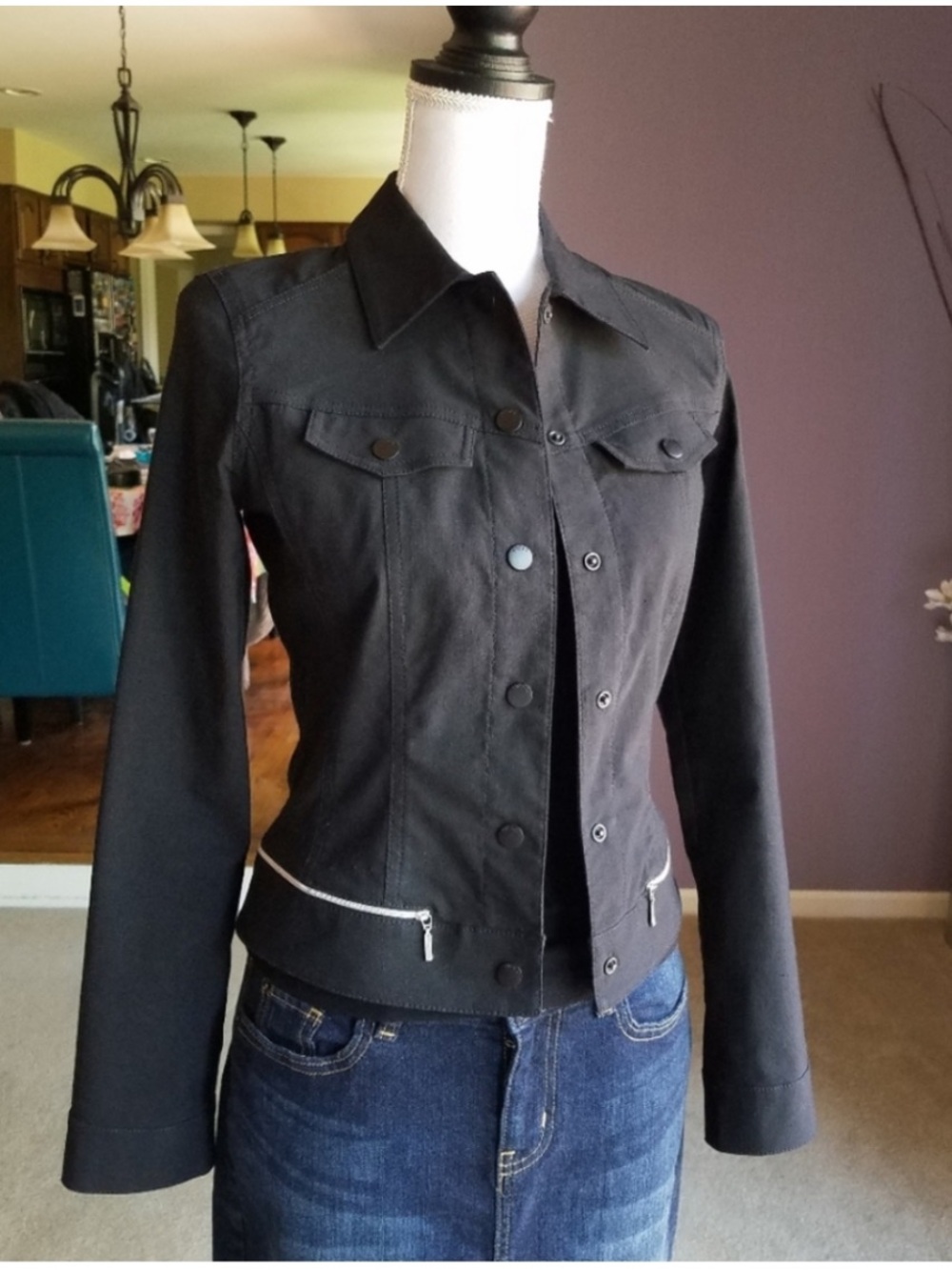 Black Mexx Contemporary Jacket with Zipper Accents from London
